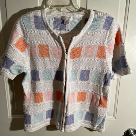 Christopher and Banks zipper front cardigan multicolor short sleeve cardigan - Picture 1 of 1